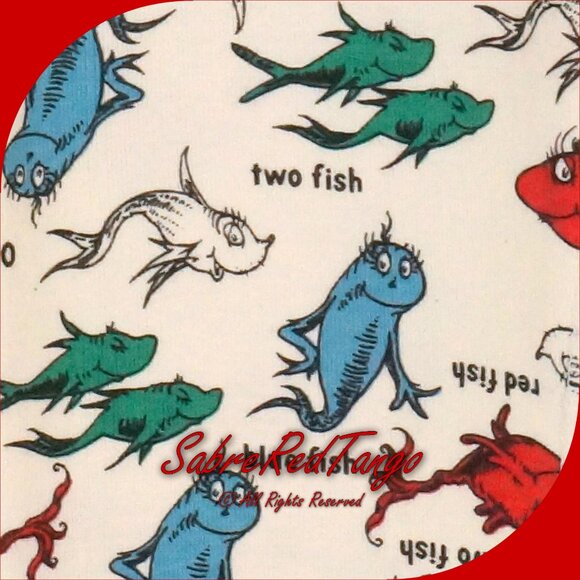NWT Hanna Andersson Organic Long Johns Pajamas Dr Seuss 1 Fish 2 Fish 140 10 - Picture 4 of 7